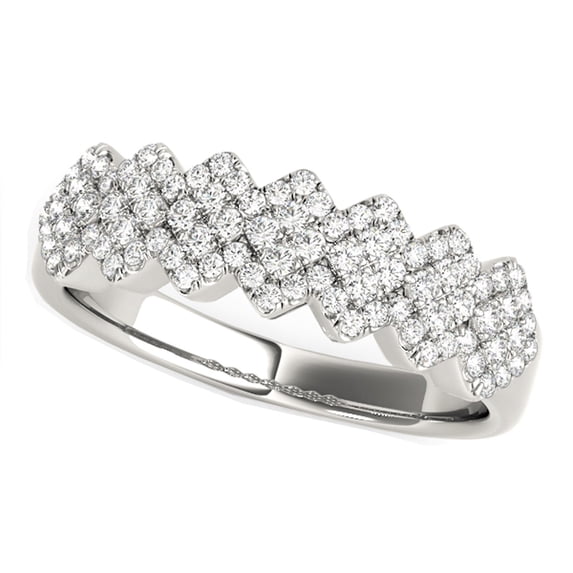 Diamond Studded Wide Ring in 14k White Gold 5/8 cttw SZ 8