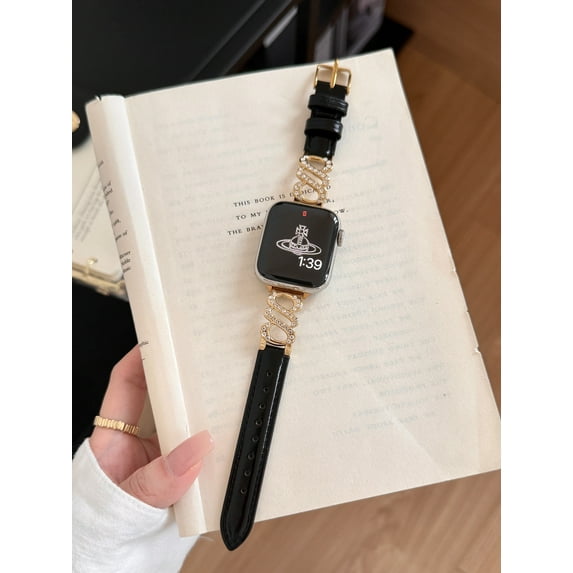Diamond Studded buckle leather Apple watch strap, 38mm 40mm 41mm 42mm 44mm 45mm Unisex Bands,Apple Watch Strap for Series SE 1-9