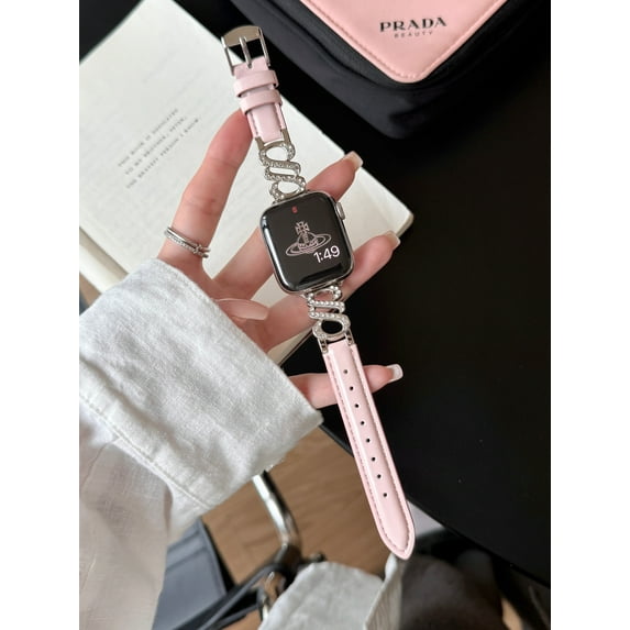 Diamond Studded buckle leather Apple watch strap, 38mm 40mm 41mm 42mm 44mm 45mm Unisex Bands,Apple Watch Strap for Series SE 1-9