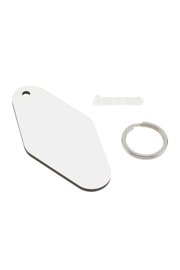 Diamond Sublimation Keychains by Make Market Double-Sided White Motel-Style MDF Tags with Key Rings - Heat Transfer Blanks - 12 Pack