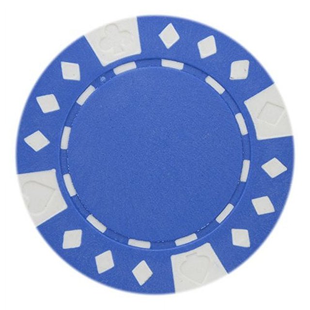Diamond Suited Blank 11.5g Poker Chips, Blue Clay Composite, 50pack