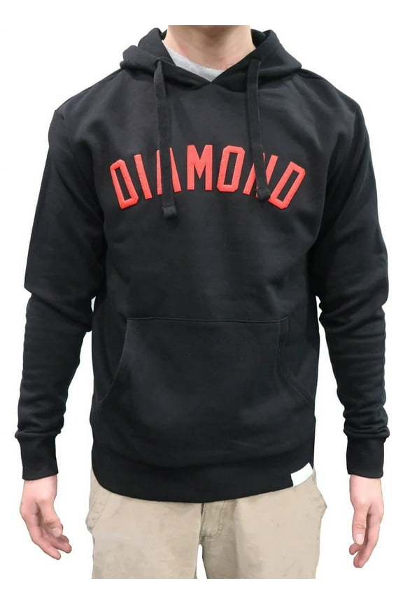 Men's Arch Diamond Logo Pullover Fleece Hoodie Sweatshirt (Large, Black/Red)