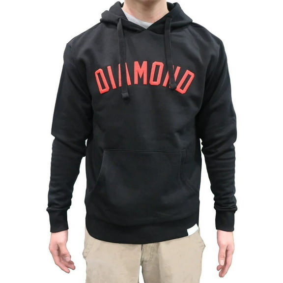 Diamond Supply Co. Men's Arch Diamond Logo Pullover Fleece Hoodie Sweatshirt (Medium, Black/Red)
