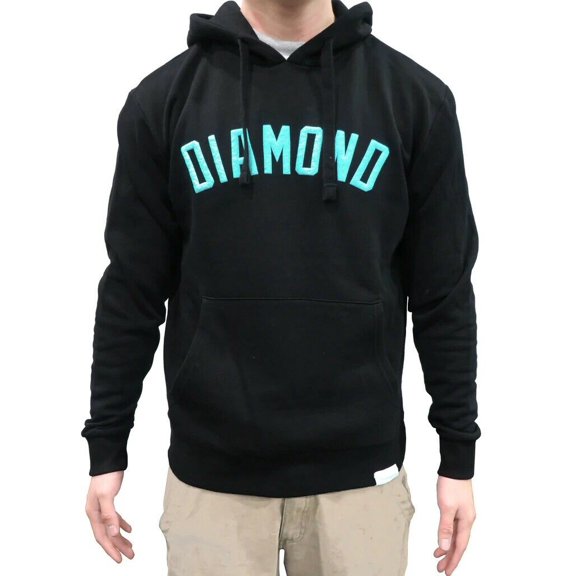 Diamond Supply Co. Men's Arch Diamond Logo Pullover Fleece Hoodie Sweatshirt (Small, Black/Blue)