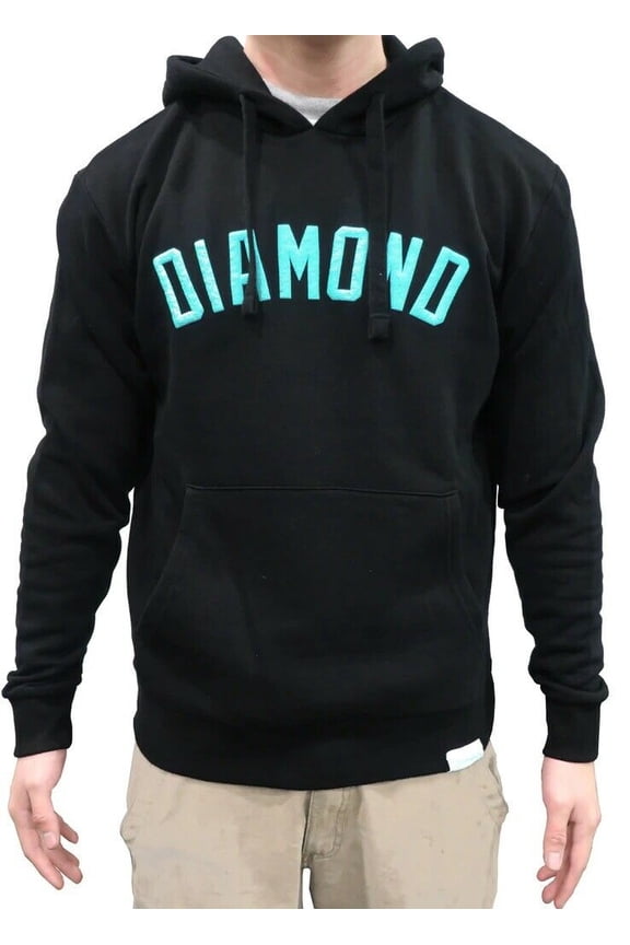 Men's Arch Diamond Logo Pullover Fleece Hoodie Sweatshirt (Small, Black/Blue)