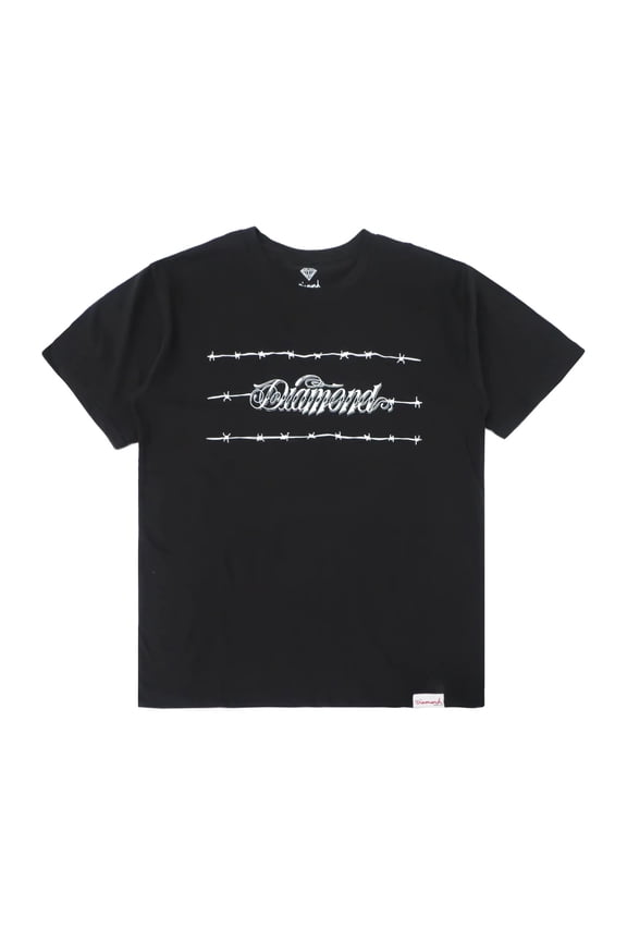 Men's Barbed Wire Logo Graphic Tee T-Shirt (Small, Black)