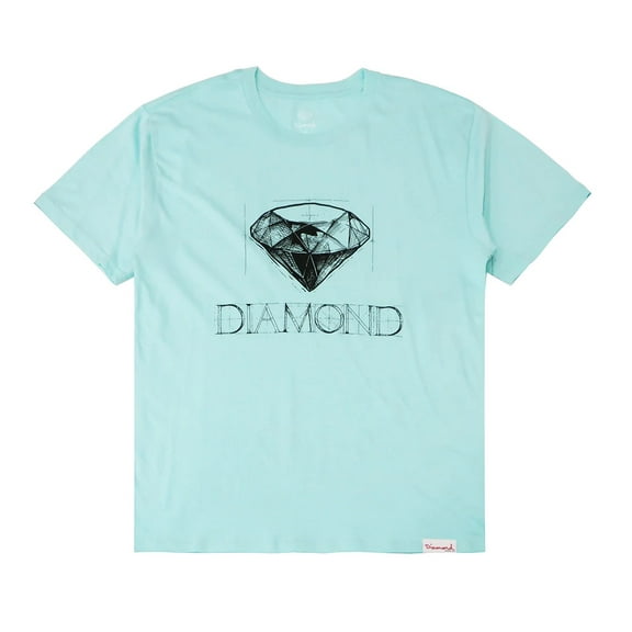 Diamond Supply Co. Men's Blueprint Graphic Print Tee T-Shirt (Small, Teal)