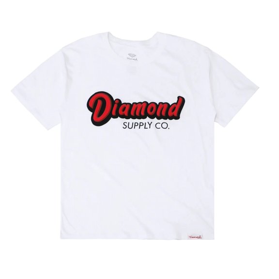 Diamond Supply Co. Men's Classic Retro Logo Tee T-Shirt (Small, White)