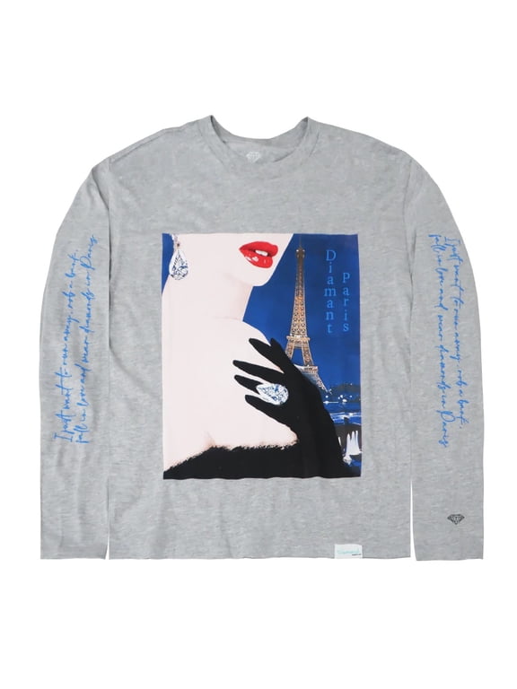Men's Diamant Paris Long Sleeve Tee T-Shirt (Medium, Heather Gray)
