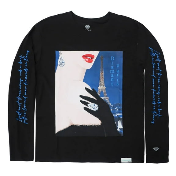 Diamond Supply Co. Men's Diamant Paris Long Sleeve Tee T-Shirt (Small, Black)