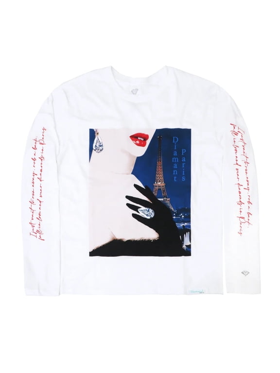 Men's Diamant Paris Long Sleeve Tee T-Shirt (XX-Large, White)