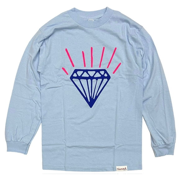 Diamond Supply Co. Men's Gem Long Sleeve Tee T-Shirt (Medium, Baby Blue)