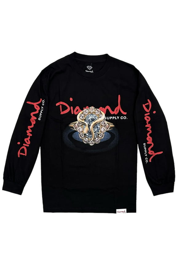 Men's Golden Snake Long Sleeve Tee T-Shirt in Black (Large, Black)