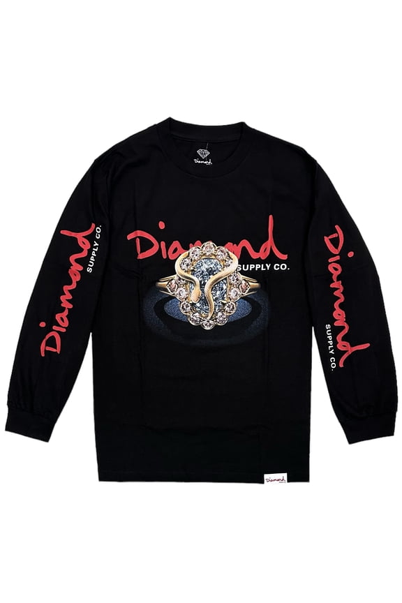 Men's Golden Snake Long Sleeve Tee T-Shirt in Black (Medium, Black)