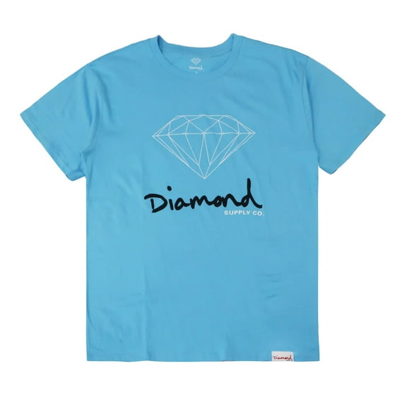 Diamond Supply Co. Men's OG Logo Enzyme Tee T-Shirt (Small, Light Blue)