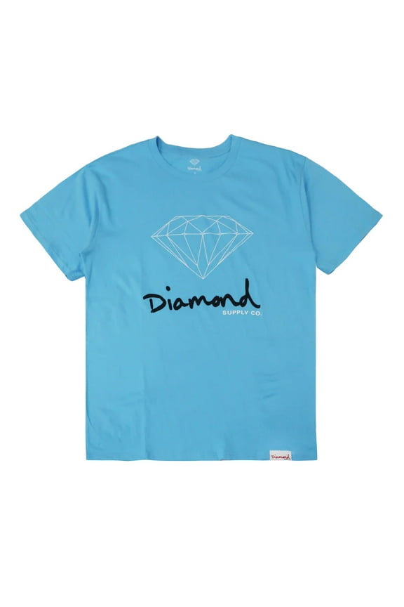 Men's OG Logo Enzyme Tee T-Shirt (Small, Light Blue)