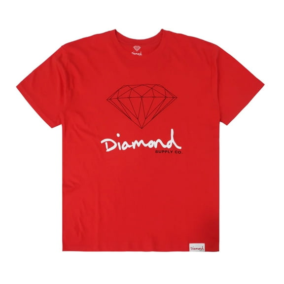 Diamond Supply Co. Men's OG Logo Enzyme Tee T-Shirt (Small, Red)