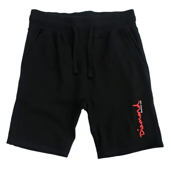 Diamond Supply Co. Men's OG Logo Side Fleece Sweat Shorts (Small, Black/Red)