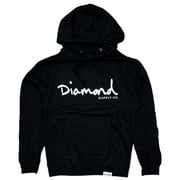 Diamond Supply Co. Mens OG Script Logo Pullover Fleece Hoodie Sweatshirt Small, Black/White