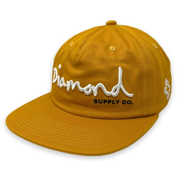 Diamond Supply Co. Men's OG Script Unstructured Snapback Hat Cap (Mustard)