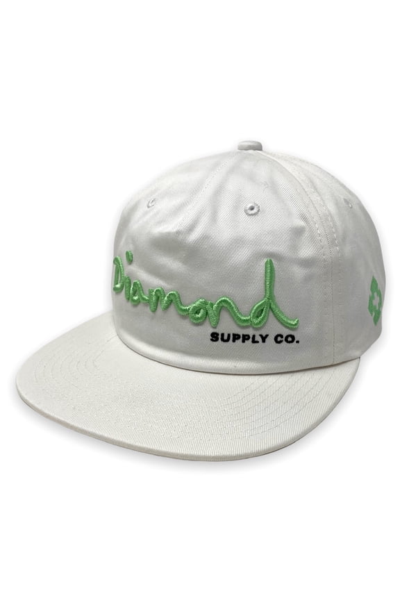 Men's OG Script Unstructured Snapback Hat Cap (White)