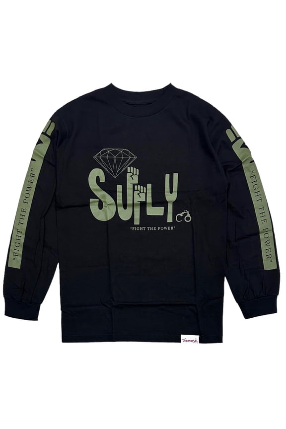 Men's Oppose Fight The Power Long Sleeve Tee T-Shirt (Large, Black)