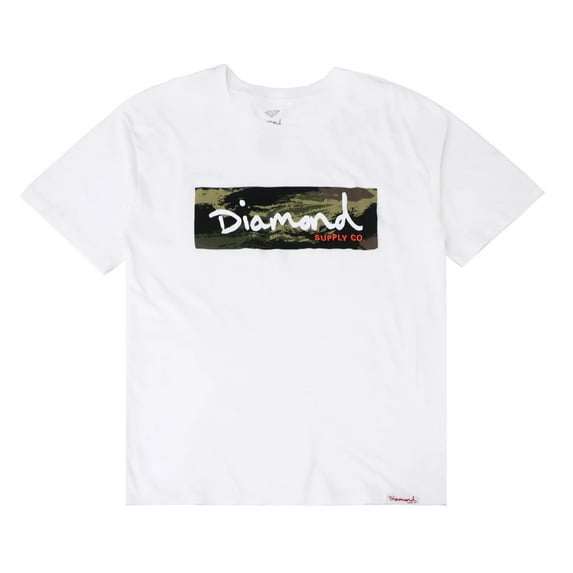 Diamond Supply Co. Men's Special Forces Box Logo Graphic Tee T-Shirt (Large, White)
