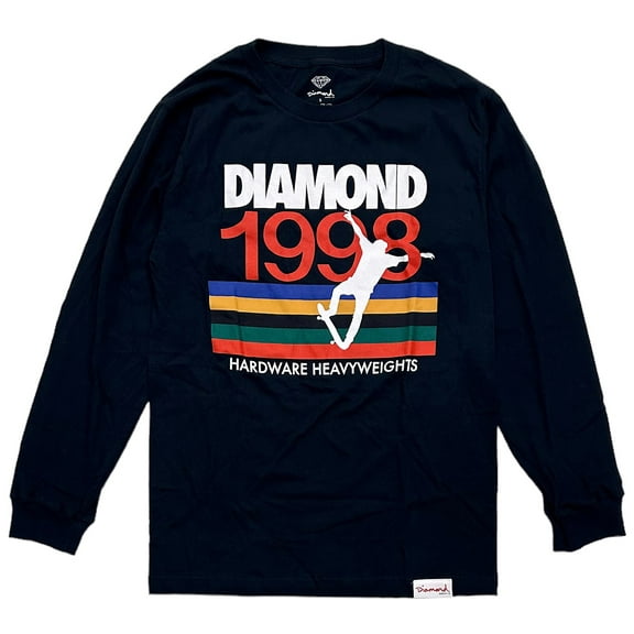Diamond Supply Co. Men's T-Shirt 1998 Hardware Heavyweights Long Sleeve Tee (Small, Navy)