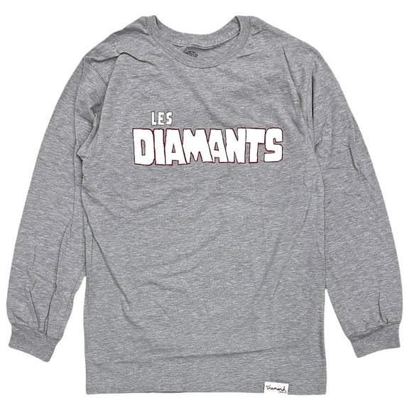 Diamond Supply Co. Men's T-Shirt Les Diamants Long Sleeve Crewneck Tee (Small, Heather Grey)