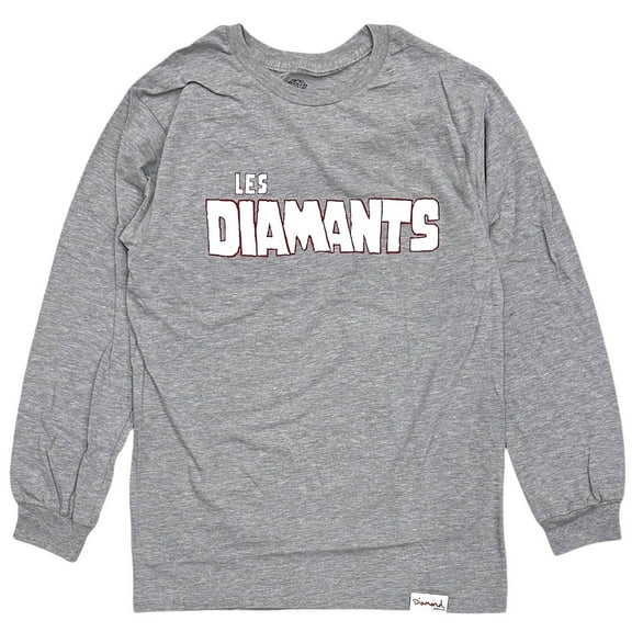 Diamond Supply Co. Men's T-Shirt Les Diamants Long Sleeve Crewneck Tee (Small, Heather Grey)