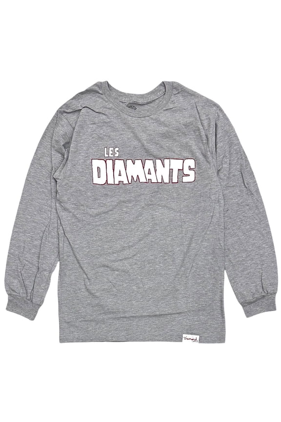 Men's T-Shirt Les Diamants Long Sleeve Crewneck Tee (Small, Heather Grey)