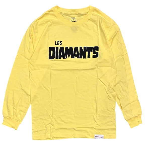Diamond Supply Co. Men's T-Shirt Les Diamants Long Sleeve Crewneck Tee (Small, Yellow)