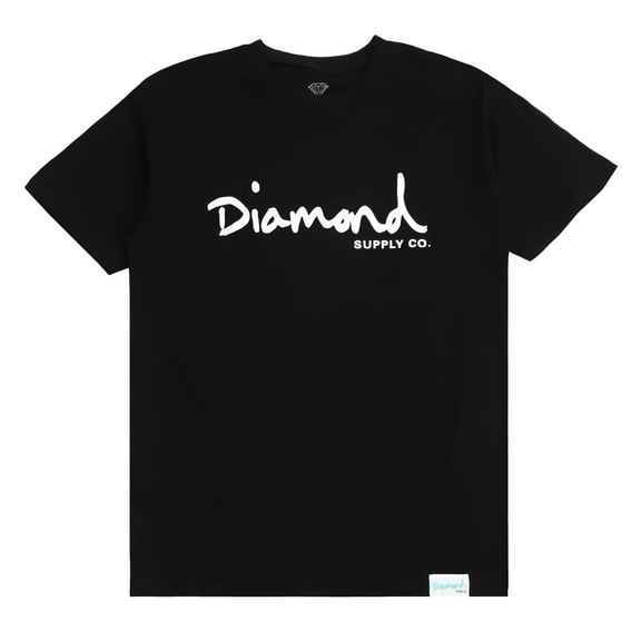Diamond Supply Co. Men's T-Shirt OG Script Logo Short Sleeve Tee (Medium, Black/White)