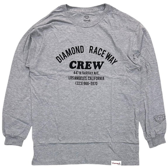 Diamond Supply Co. Men's T-Shirt Raceway Long Sleeve Crewneck Tee (Medium, Heather Grey)