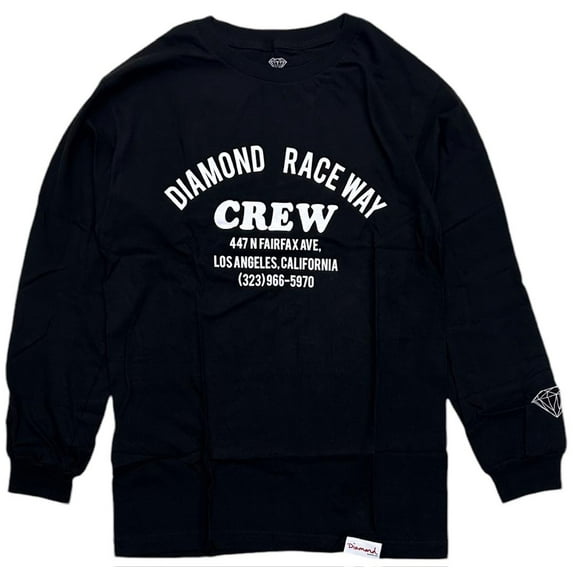 Diamond Supply Co. Men's T-Shirt Raceway Long Sleeve Crewneck Tee (Small, Black)