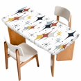thumbnail image 1 of Diamond Table Cloths for 6 Foot Rectangle Tables, Modern Geometric Middle Century Grey Yellow Red Patio Waterproof Elastic Fitted Tablecloths, Washable Rectangular Table Cover for Camping, 1 of 8