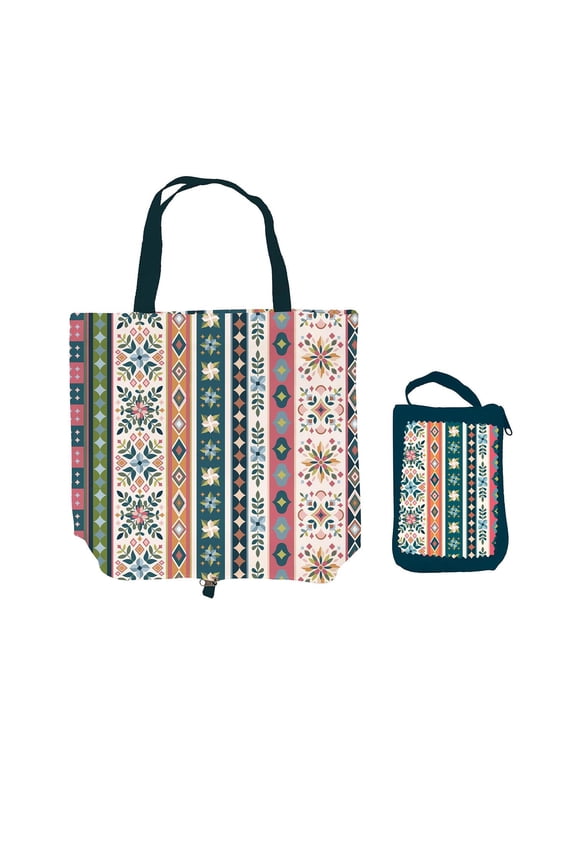 Diamond Tapestry Tote Foldable Compact Tote Bag, 15.5"L x 4.5"W x 16.5"H