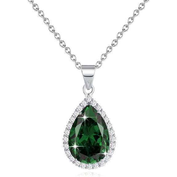 Diamond Teardrop Pendant Necklaces For Women Crystals Birthstone Costume Jewelry Gifts For Women，Gold Plated 17.92 + 1.97 Inch Chain[o3322]