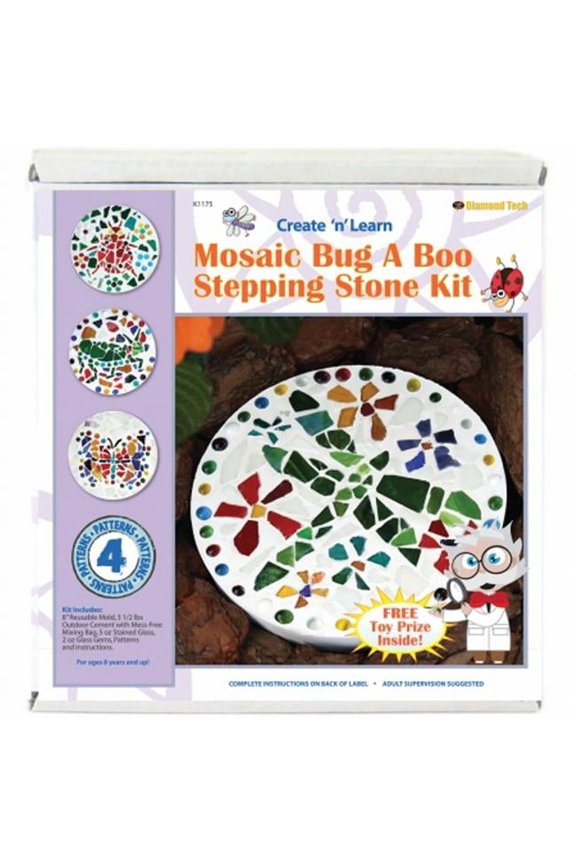 Diamond Tech Create N Learn Mosaic Stepping Stone Kit, Bug-A-Boo