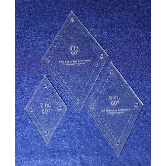 Diamond Templates. 2", 3", 4" - Clear 60 Degree W/guideline Holes 1/8"