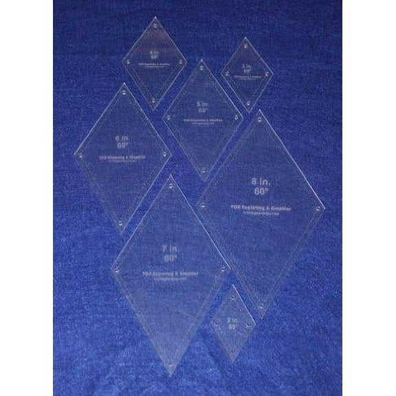 Diamond Templates 7 Piece Set 2"-8" - Clear 1/8" 60 Degree w/ Guideline Holes