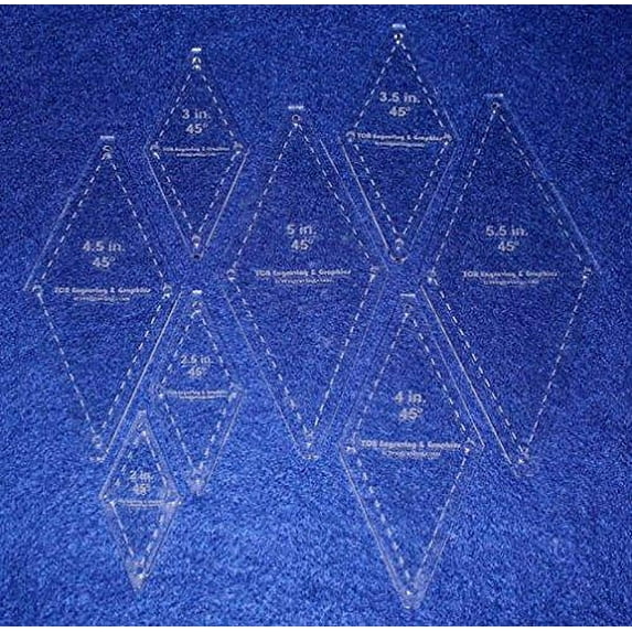 Diamond Templates 8 Pc Set No Tips 2" - 5 1/2"- Clear 1/8" 45 Degree