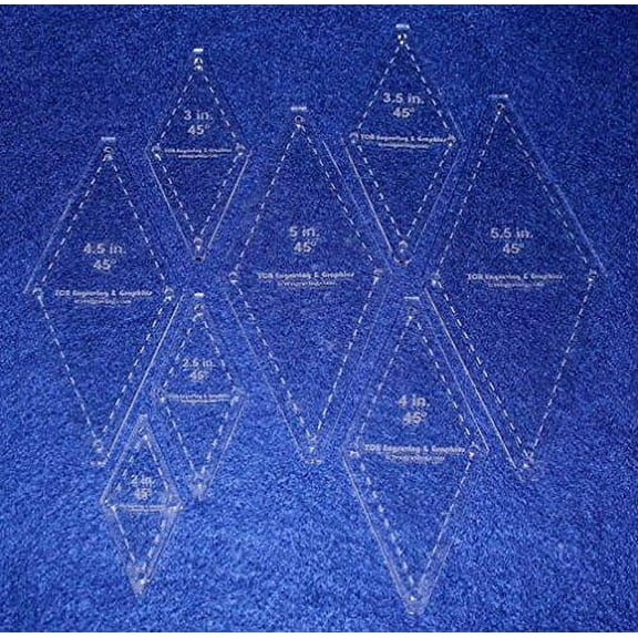 Diamond Templates 8 Pc Set No Tips 2" - 5 1/2"- Clear 1/8" 45 Degree