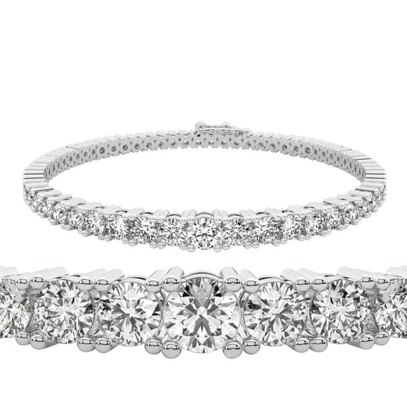 Diamond Tennis Bracelet | 12 Carat EGL Certified Lab Grown Diamond Bracelet Line 7" | 14K in White Gold | Cecily Round Lab Diamond Tennis Bracelet | FG-VS1-VS2 Quality | Friendly Diamonds