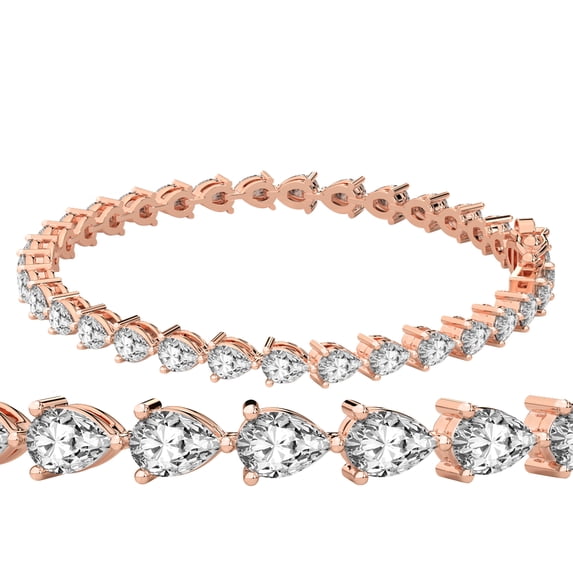 Diamond Tennis Bracelet | 12 Carat EGL Certified Lab Grown Diamond Bracelet Line 7" | 14K in Rose Gold | Serene Pear Lab Diamond Tennis Bracelet | FG-VS1-VS2 Quality | Friendly Diamonds