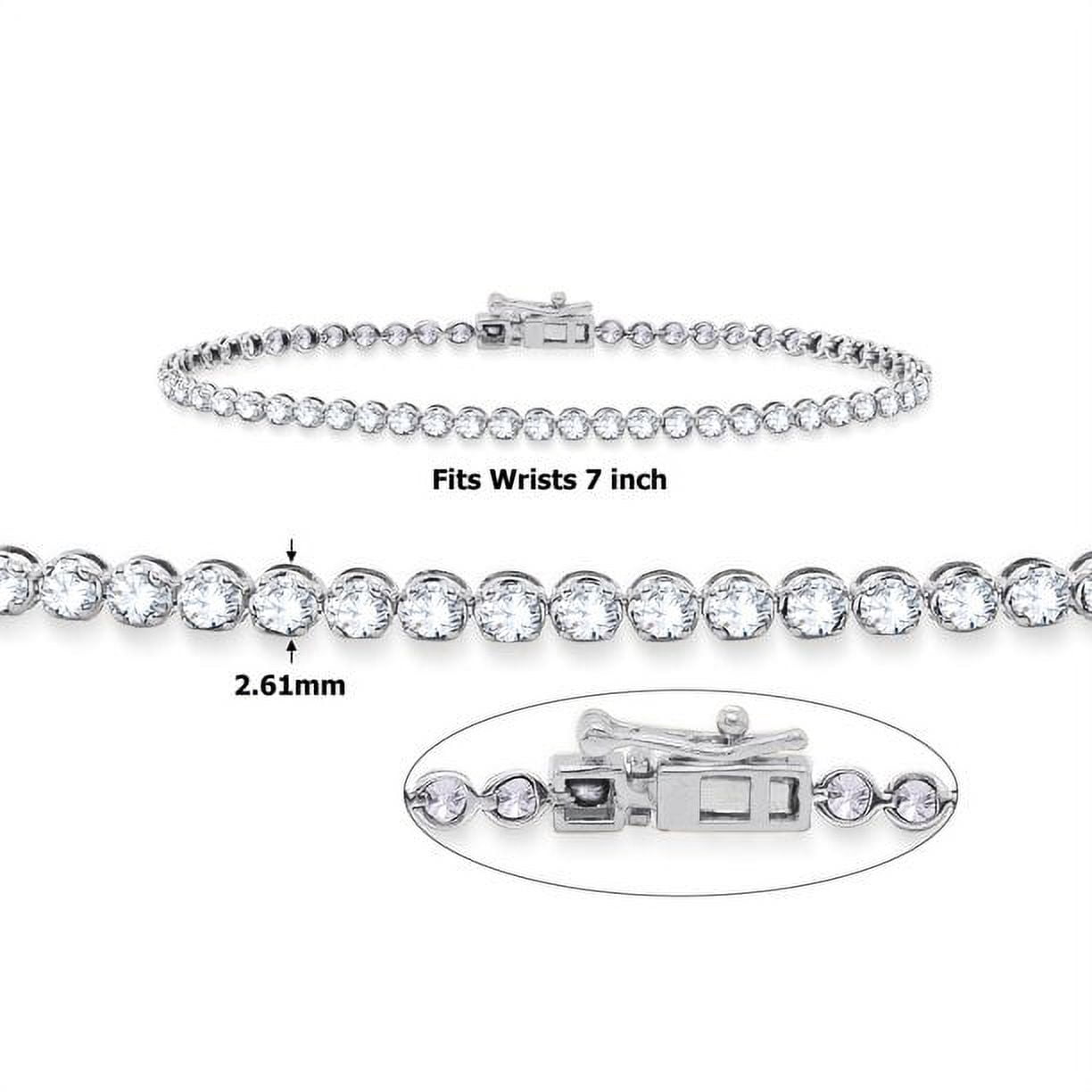 Matashi 18K White Gold Plated Bracelet With Double Crystal Design - Elegant Clasp, 7 Inch, Gift Ready Box