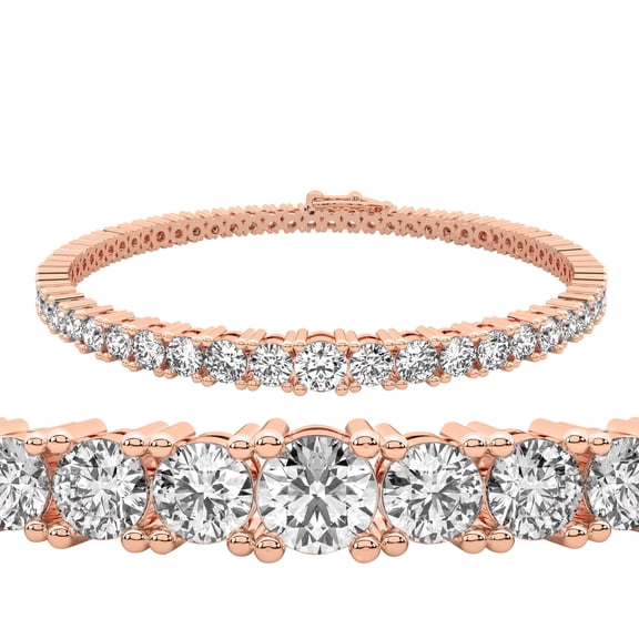 Diamond Tennis Bracelet | 4 Carat EGL Certified Lab Grown Diamond Bracelet Line 7" | 14K Rose Gold | Cecily Round Lab Diamond Tennis Bracelet | Prong Setting | FG-VS1-VS2 Quality | Friendly Diamonds