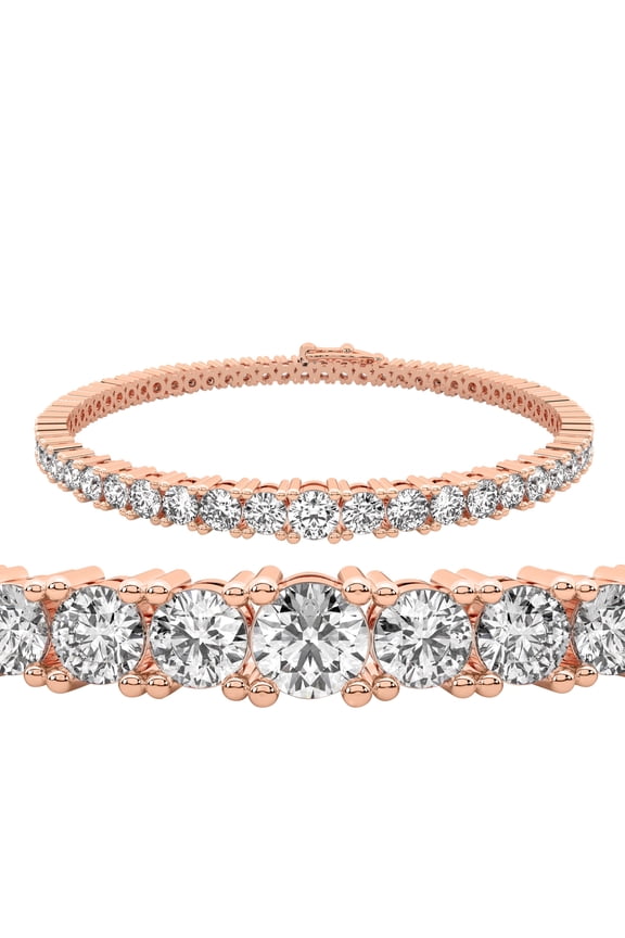 Diamond Tennis Bracelet | 4 Carat EGL Certified Lab Grown Diamond Bracelet Line 7" | 14K Rose Gold | Cecily Round Lab Diamond Tennis Bracelet | Prong Setting | FG-VS1-VS2 Quality | Friendly Diamonds