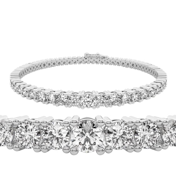 Diamond Tennis Bracelet | 8 Carat EGL Certified Lab Grown Diamond Bracelet Line 7" | 14K White Gold | Cecily Round Lab Diamond Tennis Bracelet | Prong Setting | FG-VS1-VS2 Quality | Friendly Diamonds