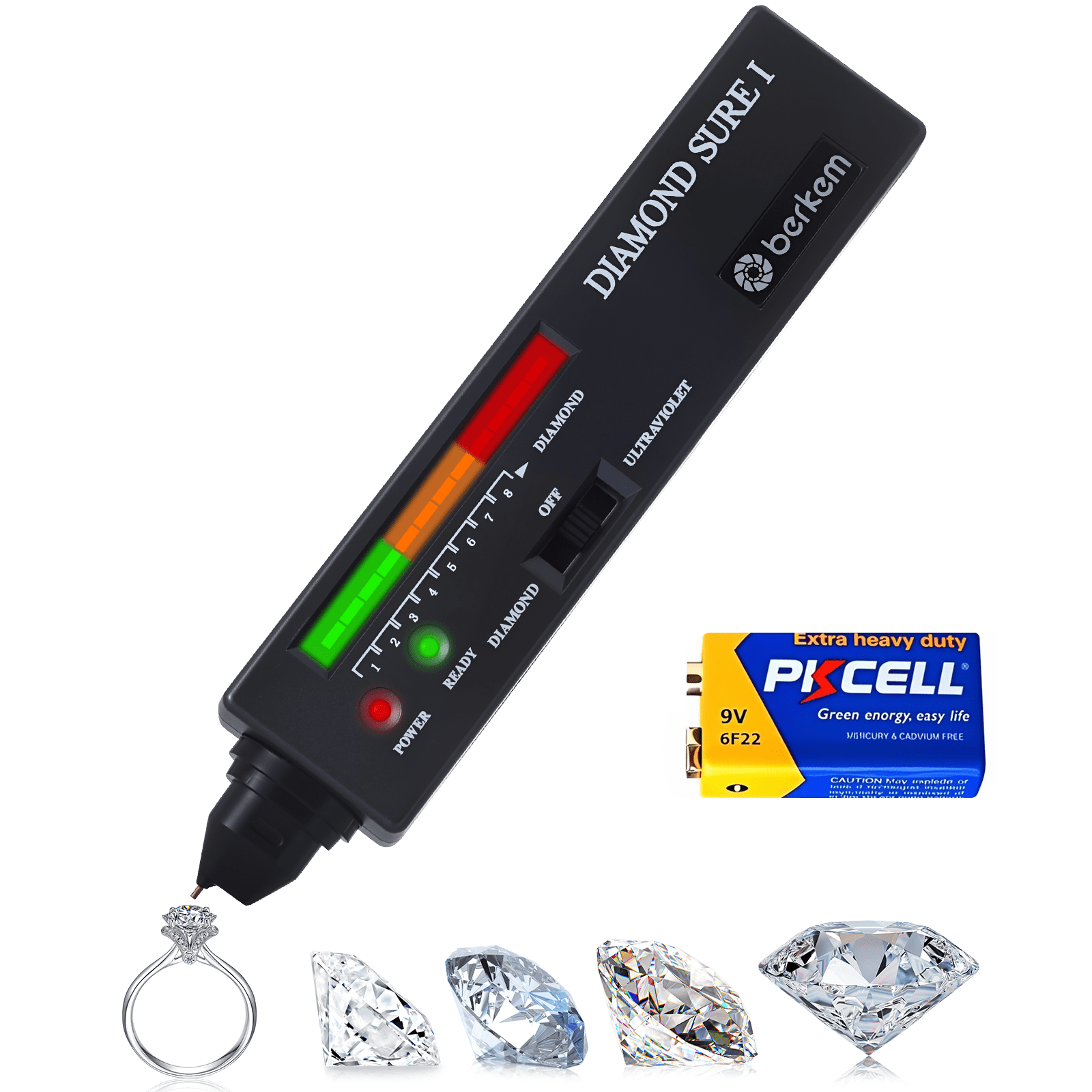 Diamond Tester Pen, Professional Diamond Tester Pen Jeweler Tool for Novice and Expert (Non-Rechargeable)